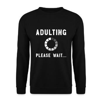 Erwachsen werden Bitte warten Teenager Mädchen Jungen Lustiges Geschenk - Unisex Pullover - Schwarz - Vorne - Alina (178cm) & Michal (187cm)