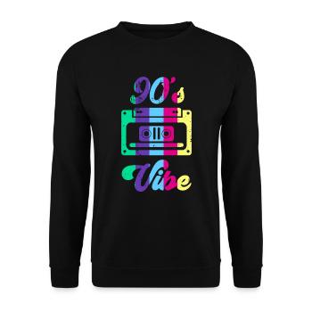 Retro Ästhetische Kostüm Party 90er Vibe Outfit - Unisex Pullover - Schwarz - Vorne - Alina (178cm) & Michal (187cm)