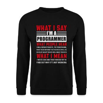 Funny Programming Coding Programmer Gift - Unisex Sweatshirt - black - Front - Alina (178cm) & Michal (187cm)