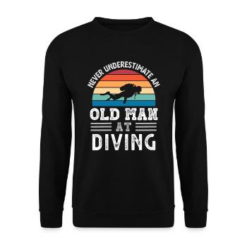 Old Man at Diving Fête des Pères Drôle Cadeau - Sweat-shirt Unisexe - noir - Devant - Alina (178cm) & Michal (187cm)