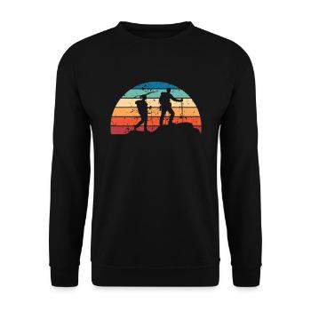 Retro Backpacking Sunset Vintage randonnée Sunrise - Sweat-shirt Unisexe - noir - Devant - Alina (178cm) & Michal (187cm)