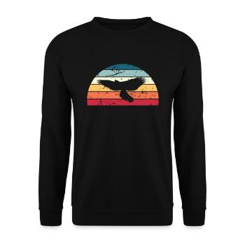 Retro Falknerei Sonnenuntergang Vintage Vogel Sonnenaufgang - Unisex Pullover - Schwarz - Vorne - Alina (178cm) & Michal (187cm)
