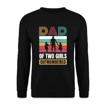 Retro Dad of Two Girls Outnumbered Fathers Day - Unisex Sweatshirt - black - Front - Alina (178cm) & Michal (187cm)