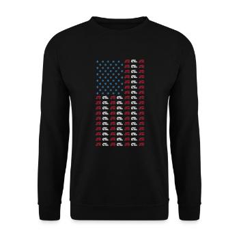 amerikanische Flagge RV Geschenk Juli 4th Vatertag - Unisex Pullover - Schwarz - Vorne - Alina (178cm) & Michal (187cm)