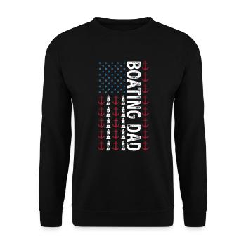 4. Juli Boating Dad American Flag Sailor - Unisex Pullover - Schwarz - Vorne - Alina (178cm) & Michal (187cm)