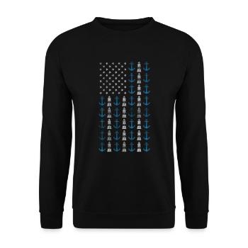 Navigation de plaisance Drapeau américain 4 juillet Ancre USA - Sweat-shirt Unisexe - noir - Devant - Alina (178cm) & Michal (187cm)