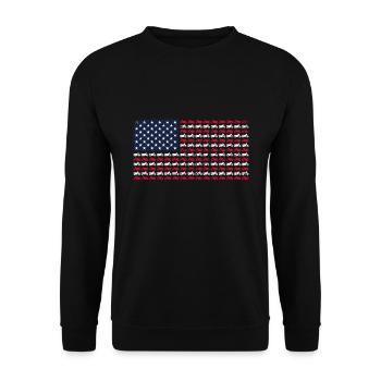 Vintage Motorcycle Biker American Flag 4th of July - Unisex Sweatshirt - black - Front - Alina (178cm) & Michal (187cm)