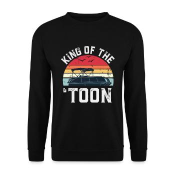 Pontonkönig des 'Toon Boating Geschenks für Boot - Unisex Pullover - Schwarz - Vorne - Alina (178cm) & Michal (187cm)