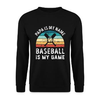 Papa est mon nom Le baseball est mon jeu Papa Pères - Sweat-shirt Unisexe - noir - Devant - Alina (178cm) & Michal (187cm)
