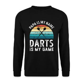 Papa is my Name Darts is my Game Dad Fathers Day - Unisex Sweatshirt - black - Front - Alina (178cm) & Michal (187cm)