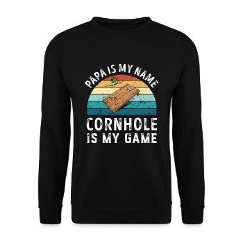 Papa est mon nom Cornhole est mon jeu Papa Pères - Sweat-shirt Unisexe - noir - Devant - Alina (178cm) & Michal (187cm)