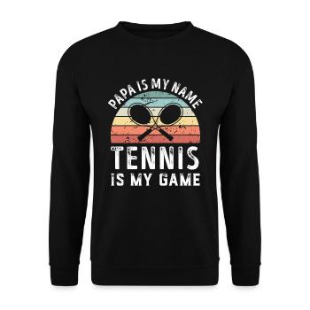 Papa est mon nom Le tennis est mon jeu Papa Fête des Pères - Sweat-shirt Unisexe - noir - Devant - Alina (178cm) & Michal (187cm)