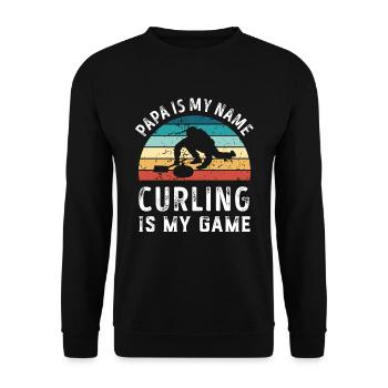 Papa est mon nom Curling est mon jeu Papa Pères - Sweat-shirt Unisexe - noir - Devant - Alina (178cm) & Michal (187cm)