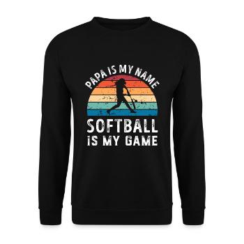 Papa est mon nom Softball est mon jeu Papa Pères - Sweat-shirt Unisexe - noir - Devant - Alina (178cm) & Michal (187cm)
