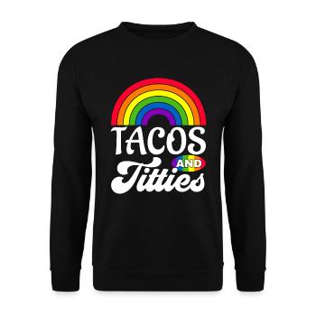 Tacos and Titties Funny LGBT Gay Pride Gifts - Unisex Sweatshirt - black - Front - Alina (178cm) & Michal (187cm)