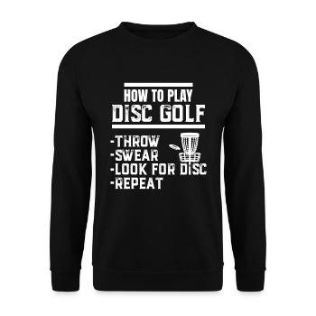 Wie man Disc Golf Throw Sear spielt nach Disc suchen - Unisex Pullover - Schwarz - Vorne - Alina (178cm) & Michal (187cm)