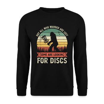 Lustige Disc Golf Bigfoot Sasquash Vintage Sonnenuntergang - Unisex Pullover - Schwarz - Vorne - Alina (178cm) & Michal (187cm)