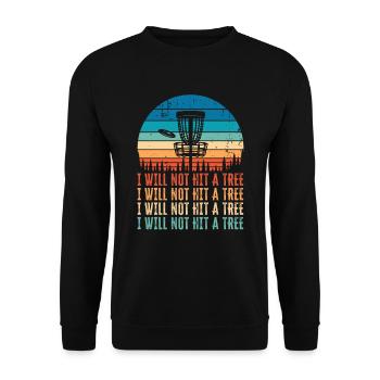 Lustige Disc Golf Baum Geschenk Distressed Vintage - Unisex Pullover - Schwarz - Vorne - Alina (178cm) & Michal (187cm)
