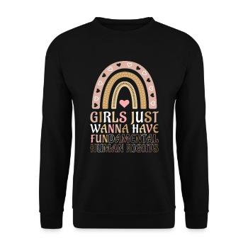Mädchen wollen nur grundlegende Menschenrechte haben - Unisex Pullover - Schwarz - Vorne - Alina (178cm) & Michal (187cm)
