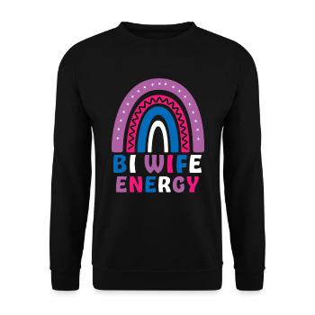Bi Wife Energie Gay Pride Lesbisch LGBT Regenbogen - Unisex Pullover - Schwarz - Vorne - Alina (178cm) & Michal (187cm)