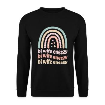 Bi Wife Energy Gay Rainbow Pride Lesbian LGBTQ - Unisex Sweatshirt - black - Front - Alina (178cm) & Michal (187cm)