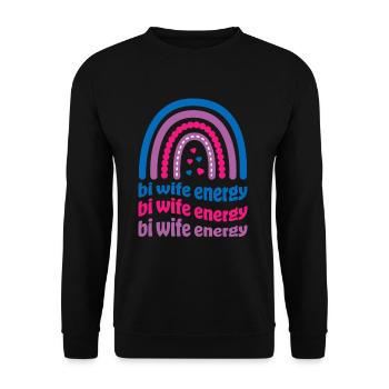 Bi Wife Energy Gay Pride Lesbian LGBT Cute - Unisex Sweatshirt - black - Front - Alina (178cm) & Michal (187cm)