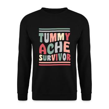 Tummy Ache Survivor 80s 70s Vibe Cadeau - Sweat-shirt Unisexe - noir - Devant - Alina (178cm) & Michal (187cm)