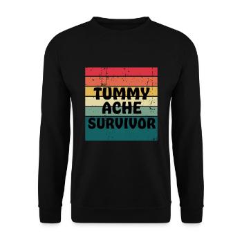 Bauchschmerzen Survivor Retro Sonnenuntergang - Unisex Pullover - Schwarz - Vorne - Alina (178cm) & Michal (187cm)