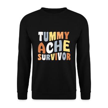Tummy Ache Survivor Quote - Unisex Sweatshirt - black - Front - Alina (178cm) & Michal (187cm)