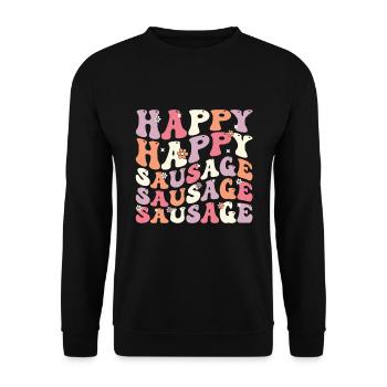 Groovige Happy Sausage - Unisex Pullover - Schwarz - Vorne - Alina (178cm) & Michal (187cm)