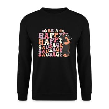 Be a Happy Sausage Dog Mom - Unisex Sweatshirt - black - Front - Alina (178cm) & Michal (187cm)