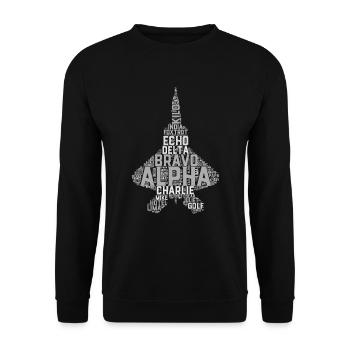 Militär Jet Pilot Geschenk Luftfahrt Phonologie - Unisex Pullover - Schwarz - Vorne - Alina (178cm) & Michal (187cm)