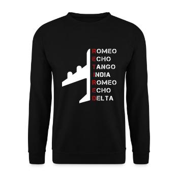 Romeo Echo Tango India Romeo Echo Delta - Unisex Sweatshirt - black - Front - Alina (178cm) & Michal (187cm)