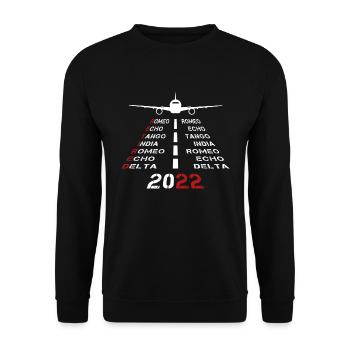 Pensionierter Pilot 2022 Phonetic Alphabet Plane Runway - Unisex Pullover - Schwarz - Vorne - Alina (178cm) & Michal (187cm)