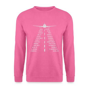 Vollständiges phonetisches Alphabet Runway Plane Pilot - Unisex Pullover - Pink - Vorne