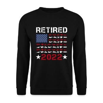 Pensionierter Pilot 2022 USA Flag Airplanes Aviation - Unisex Pullover - Schwarz - Vorne - Alina (178cm) & Michal (187cm)