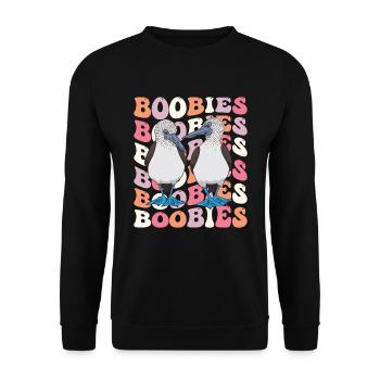 Boobies Cute Blue Footed Booby Bird Groovy 70s - Unisex Sweatshirt - black - Front - Alina (178cm) & Michal (187cm)