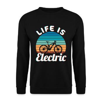 Life is Electric Vintage Ebike Sunset - Sweat-shirt Unisexe - noir - Devant - Alina (178cm) & Michal (187cm)