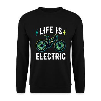 Funny Life is Electric Bicycle E Bike - Unisex Sweatshirt - black - Front - Alina (178cm) & Michal (187cm)