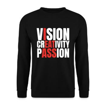 Vision Creativity Passion Funny Adult Humor - Unisex Sweatshirt - black - Front - Alina (178cm) & Michal (187cm)