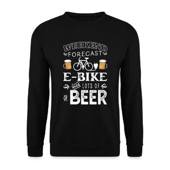 Funny Weekend Forecast EBike & Beer - Unisex Sweatshirt - black - Front - Alina (178cm) & Michal (187cm)