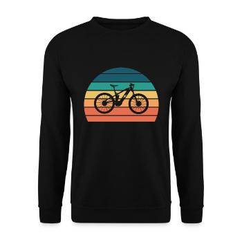 E Bike Cycling Electric Bike Vintage Sunset Gift - Unisex Sweatshirt - black - Front - Alina (178cm) & Michal (187cm)