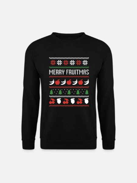 Frucht Banane Apfel Vogel Hässlicher Weihnachten Pullover - Unisex Pullover - Schwarz