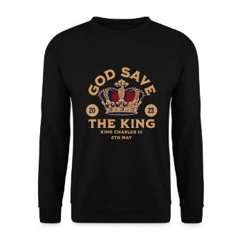 Krönung König Karl III. 2023 - Unisex Pullover - Schwarz - Vorne - Alina (178cm) & Michal (187cm)