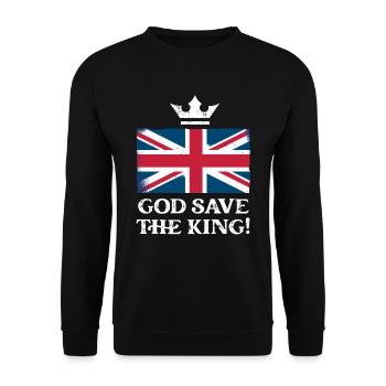 God Save the King Charles III Krönung 2023 - Unisex Pullover - Schwarz - Vorne - Alina (178cm) & Michal (187cm)