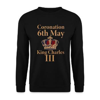 Krönung 6. Mai König Karl III. - Unisex Pullover - Schwarz - Vorne - Alina (178cm) & Michal (187cm)
