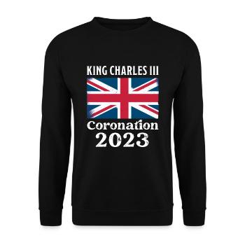 Krönung 2023 König Karl III. - Unisex Pullover - Schwarz - Vorne - Alina (178cm) & Michal (187cm)