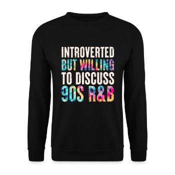 introverti mais prêt à discuter de la cravate R&B des années 90 - Sweat-shirt Unisexe - noir - Devant - Alina (178cm) & Michal (187cm)