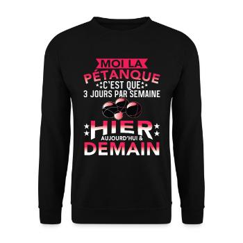 Petanque Cadeau Homme Humour Boccia Pétanque - Sweat-shirt Unisexe - noir - Devant - Alina (178cm) & Michal (187cm)