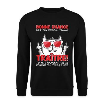 Départ Collègue Travail & Nouvel Emploi, Adieu - Sweat-shirt Unisexe - noir - Devant - Alina (178cm) & Michal (187cm)